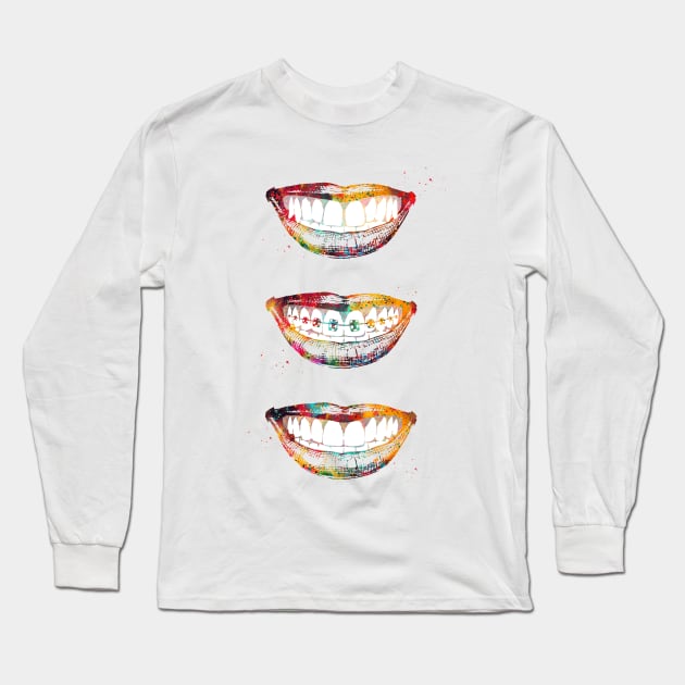 Before, with and after braces Long Sleeve T-Shirt by erzebeth